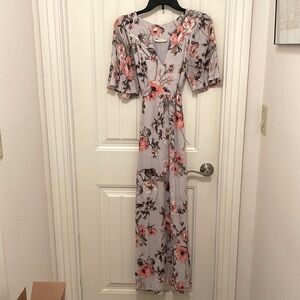 ILLA‎ ILLA floral from VICI, empire,waist, attached belt, Maxi Dress women sz M